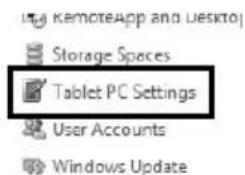 RemoteApp and Desktop Storage Spaces Tablet PC Settings User Accounts Windows Update