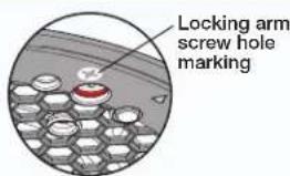 Locking arm screw hole marking