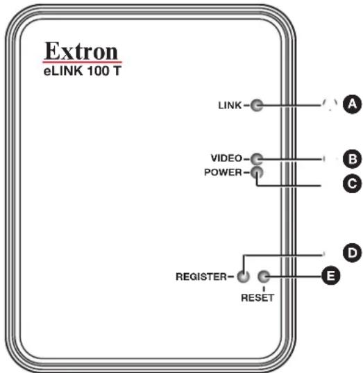 Extron eLINK 100 T LINK VIDEO POWER REGISTER RESET A B C D E
