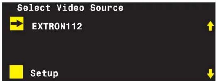 Select Video Source EXTRON112 Setup