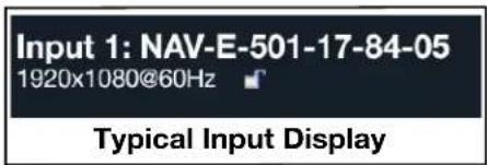 Input 1: NAV-E-501-17-84-05 1920x1080@60Hz Typical Input Display