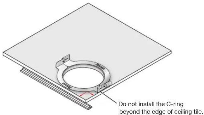 Do not install the C-ring beyond the edge of ceiling tile.