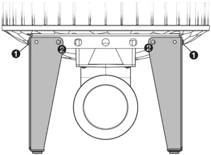 Technical diagram of a mechanical assembly with numbered components, likely a lifting or mounting mechanism.
