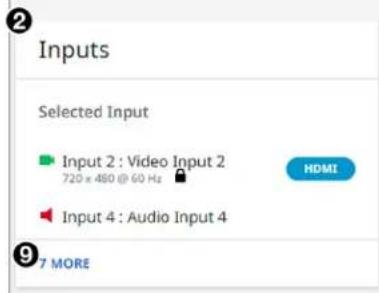 Inputs Selected Input Input 2 : Video Input 2 720 x 480 @ 60 Hz Input 4 : Audio Input 4 7 MORE