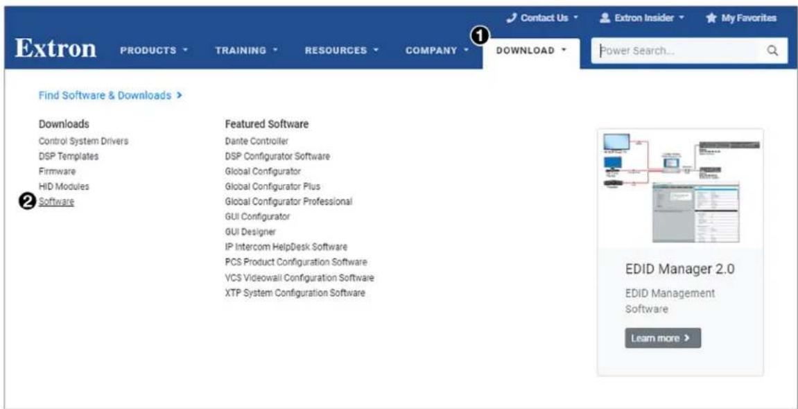 Extron PRODUCTS TRAINING RESOURCES COMPANY DOWNLOAD Find Software & Downloads > Downloads Control System Drivers DSP Templates Firmware HID Modules Software Featured Software Dante Controller DSP Configurator Software Global Configurator Global Configurator Plus Global Configurator Professional GUI Configurator GUI Designer IP Intercom HelpDesk Software PCS Product Configuration Software VCS Videowall Configuration Software XTP System Configuration Software EDID Manager 2.0 EDID Management Software Learn more >