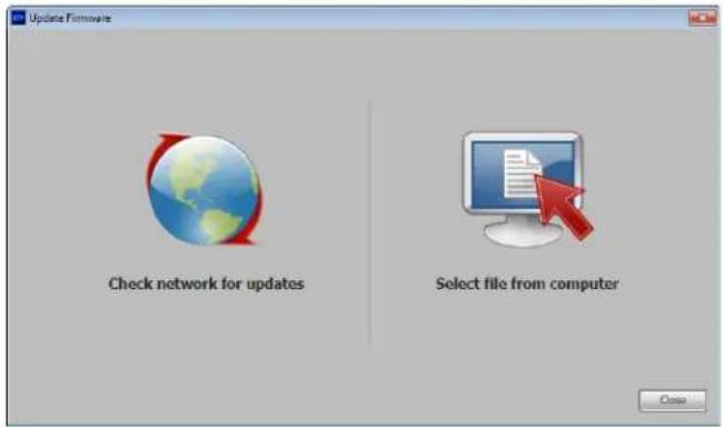 Update Firmware Check network for updates Select file from computer