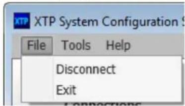 XTP System Configuration File Tools Help Disconnect Exit