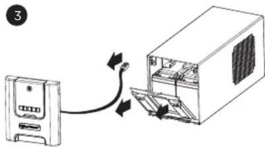 Diagram showing computer tower connection with cable and drive mechanism, labeled with number 3