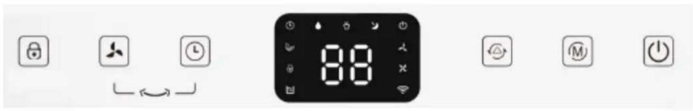 Control panel interface with icons for lock, refresh, timer, and digital display showing 88:00