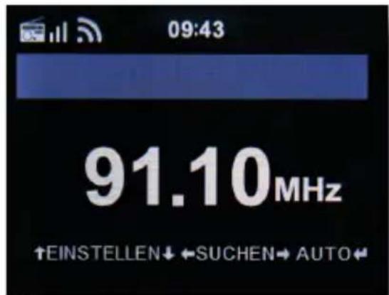 09:43 91.10MHz ↑EINSTELLEN↓←SUCHEN→AUTO←