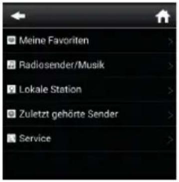 Meine Favoriten Radiosender/Musik Lokale Station Zuletzt gehörte Sender Service