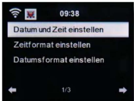 09:38 Datum und Zeit einstellen Zeitformat einstellen Datumsformat einstellen 1/3