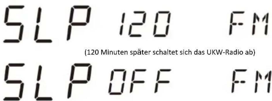 SLP 120 FM (120 Minuten später schaltet sich das UKW-Radio ab) SLP OFF FM