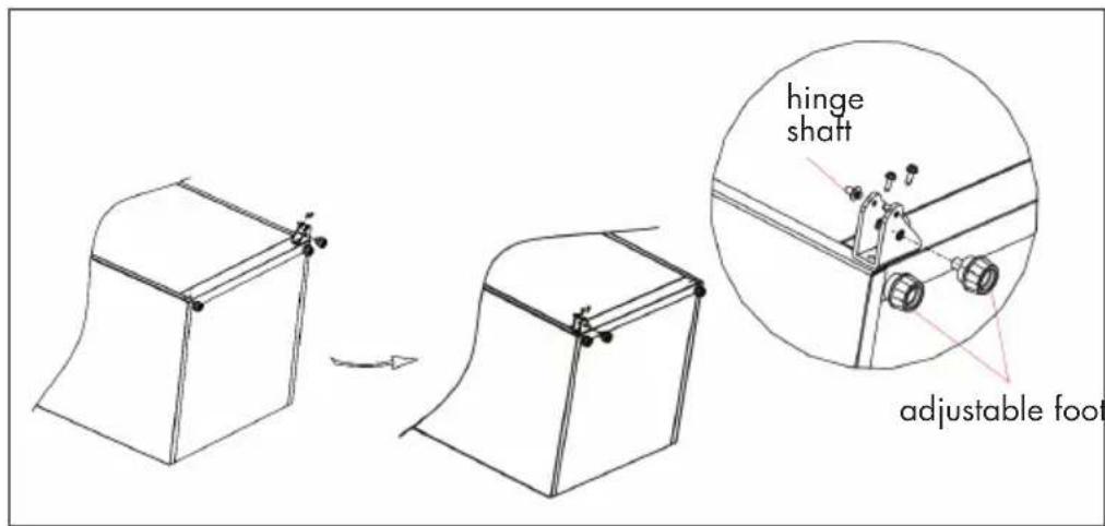 hinge shaft adjustable foot