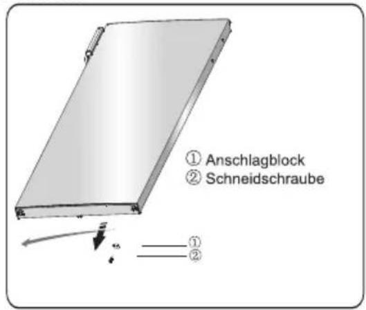① Anschlagblock ② Schneidschraube ① ②