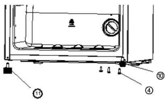 Technical diagram of a door or vent with labeled components and a prohibition symbol indicating no protection.