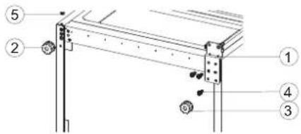 Technical diagram showing labeled components of a structural assembly with numbered parts 1 through 5.