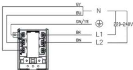 GY BU N ON/YE Bk BN L1 L2 220-240V