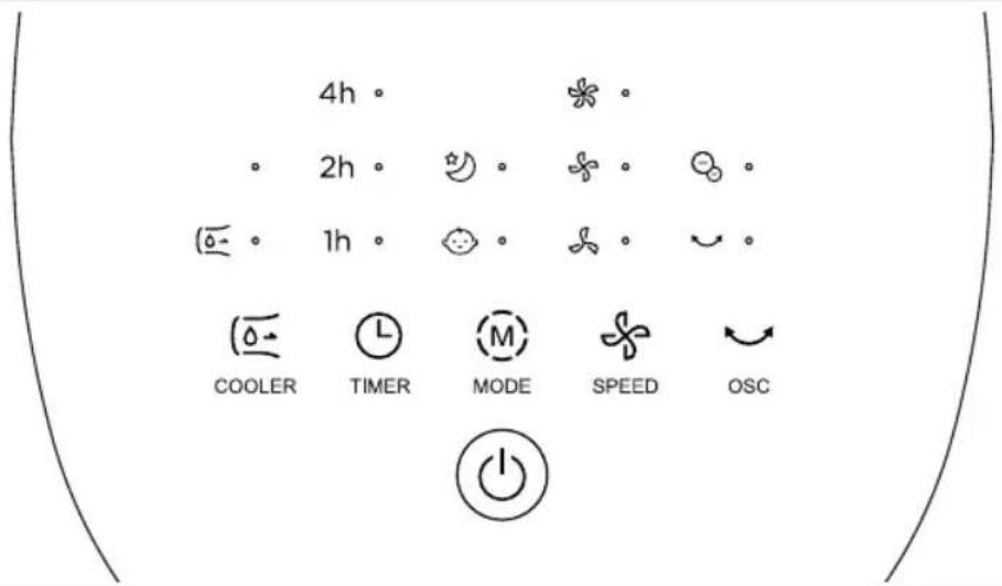 4h 2h 1h COOLER TIMER MODE SPEED OSC