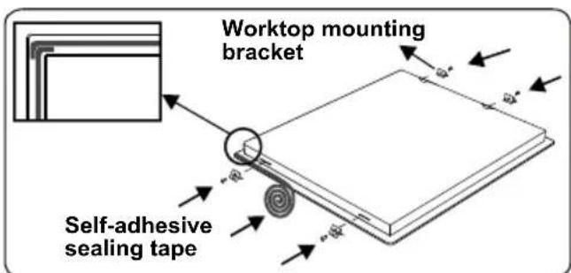 Worktop mounting bracket Self-adhesive sealing tape