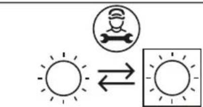 Weather icon and sun symbol showing worker, worker, and sun with directional arrows indicating solar or wind conditions