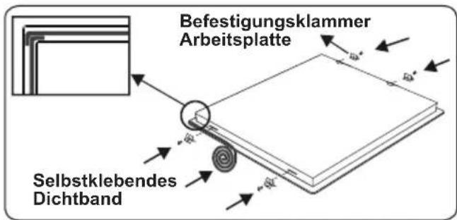 Befestigungsklammer Arbeitsplatte Selbstklebendes Dichtband