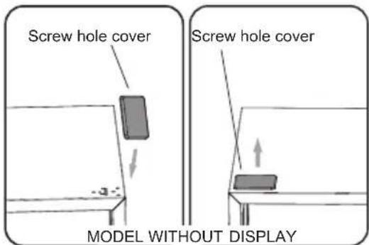 Screw hole cover Screw hole cover MODEL WITHOUT DISPLAY