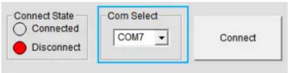 Connect State Connected Disconnect Com Select COM7 Connect