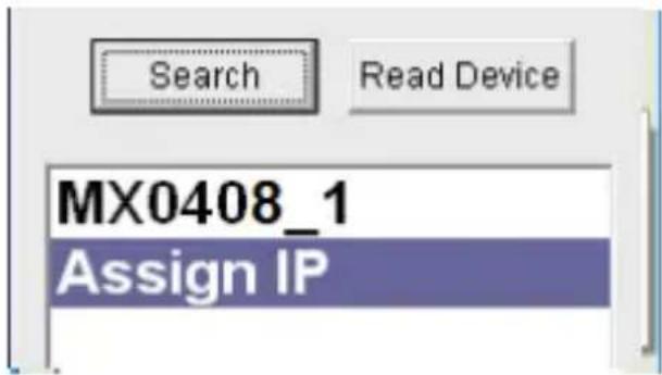 Search Read Device MX0408_1 Assign IP