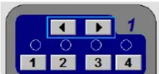 Digital keypad interface showing left and right buttons with play/click icons and numeric labels 1 to 4