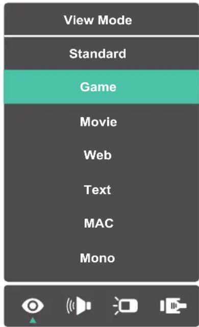 View Mode Standard Game Movie Web Text MAC Mono