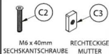 M6 x 40mm SECHSKANTSCHRAUBE C2 C3 RECHTECKIGE MUTTER
