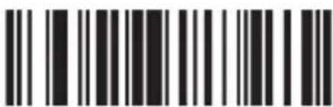 Black and white barcode image with vertical lines and a central dot