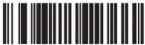 Barcode image containing machine-readable data, with vertical black bars for each digit and a small bracket on the right.