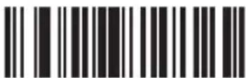 Black and white barcode image with vertical lines and a central dot