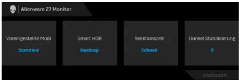 Alienware 27 Monitor Voreingestelte Modi Standard Smart HDR Desktop Reaktionszeit Schnell Dunkel Stabilisierung 0 AW2724DM