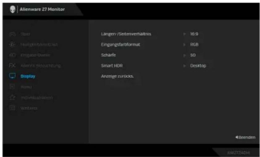 Alienware 27 Monitor Taser Heiligten/Verkauf Eingabe-Quelle Alienfix geövertrag Display Num 100+Vitauf/Verkauf Wertens Langen-/Seitenverhältnis Eingangsfarbformat Scharle Smart HDR Anzeige zurücks. 16:9 RGB 5D Desktop äeenden AWETZADIM