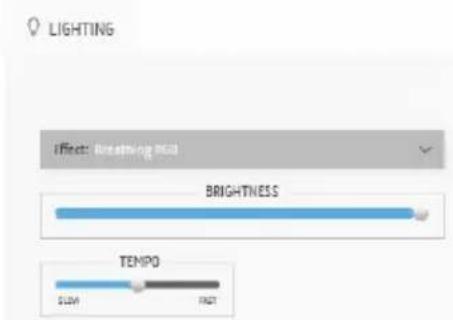 LIGHTING Effect: Breathing MCA BRIGHTNESS TEMPO SUM FAST