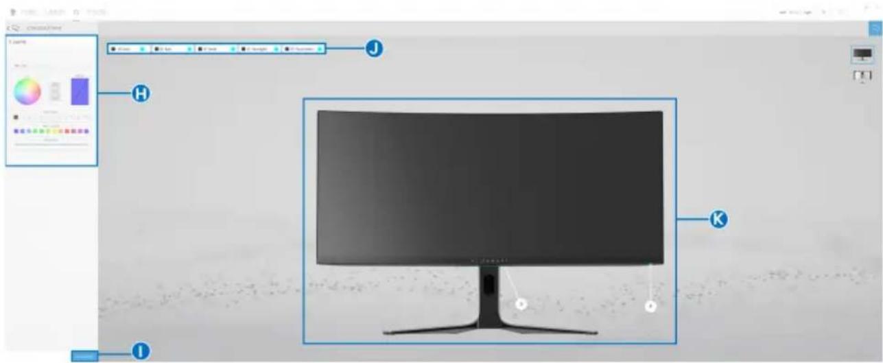 DELL Alienware AW3423DW - Navigation durch das AlienFX Fenster - 2