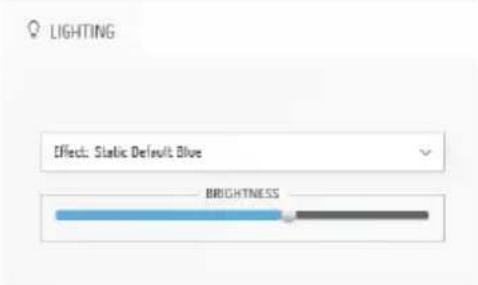 LIGHTING Effect: Static Default Blue BRIGHTNESS