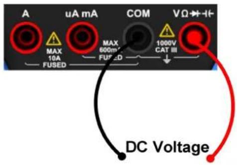 A uA mA COM VΩ→I+ MAX 10A FUSED MAX 600mA FUSED 1000V CAT III DC Voltage