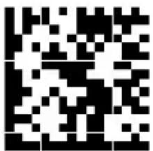 Black and white QR code image containing encoded data