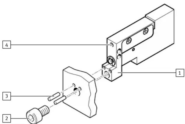 Technical diagram of a mechanical assembly with numbered components labeled 1 to 4
