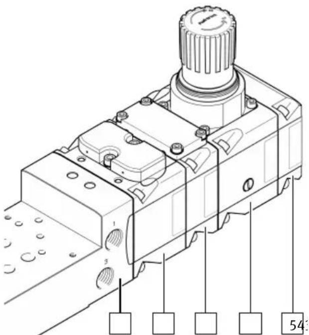 Technical diagram of a mechanical component with labeled parts and numbered reference markers
