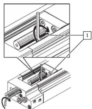 Technical diagram showing mechanical assembly with labeled component '1'
