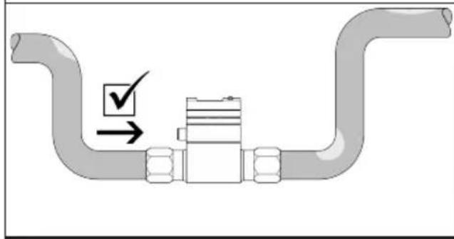 Diagram of a pipe fitting with checkmark indicating selection and direction of movement