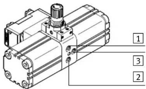 Technical diagram of a mechanical device with numbered annotations pointing to specific components.