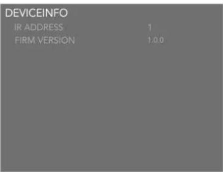 DEVICEINFO IR ADDRESS 1 FIRM VERSION 1.0.0