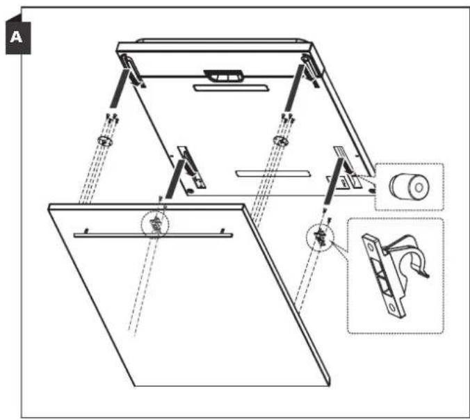 Technical diagram of a mechanical assembly with labeled parts and motion indicators