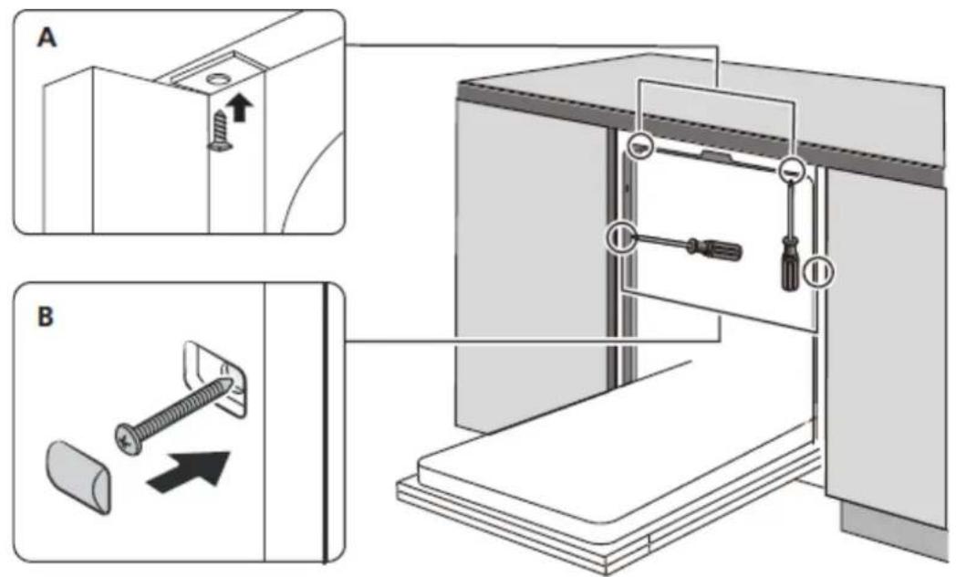 Master Kitchen MKDW FI60514 ESL E - Passo 4. Fasi di installazione della lavastoviglie Fare riferimento alle fasi di installazione specificate nei disegni d'installazione. - 1